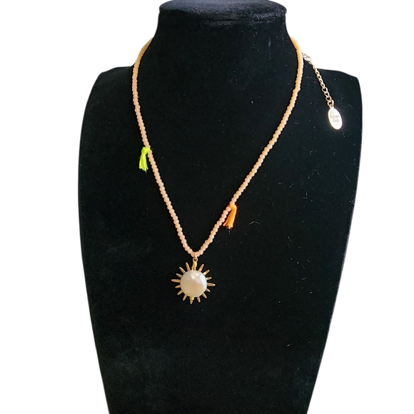 Free People x Ariana Ost Sunlight Choker Necklace Citrine Pearl Sun NWOT - Picture 6 of 8